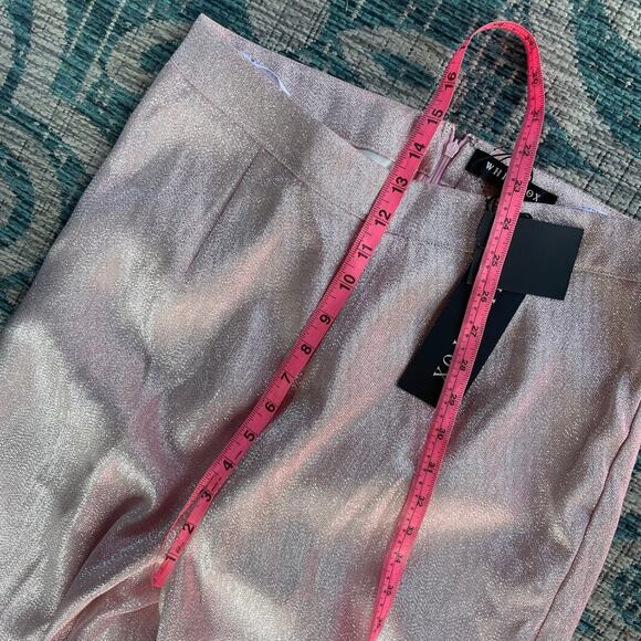 White Fox Boutique Stargazing Pants and All Mine Crop Top Set Baby Pink - Size L - Picture 11 of 16